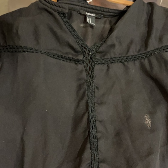 Forever 21 black medium long tie detailed blouse - Picture 6 of 7